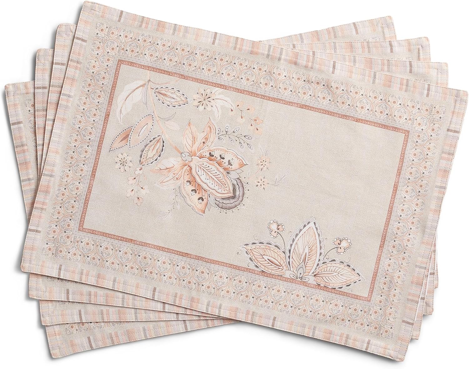 Maison d' Hermine Placemats Set of 4 100% Cotton Washable Cloth Place Mats Reusable Table Mats for Kitchen Dining Party Wedding Valentines Day Decorations Spring/Summer (Marquise, 13" x 19")