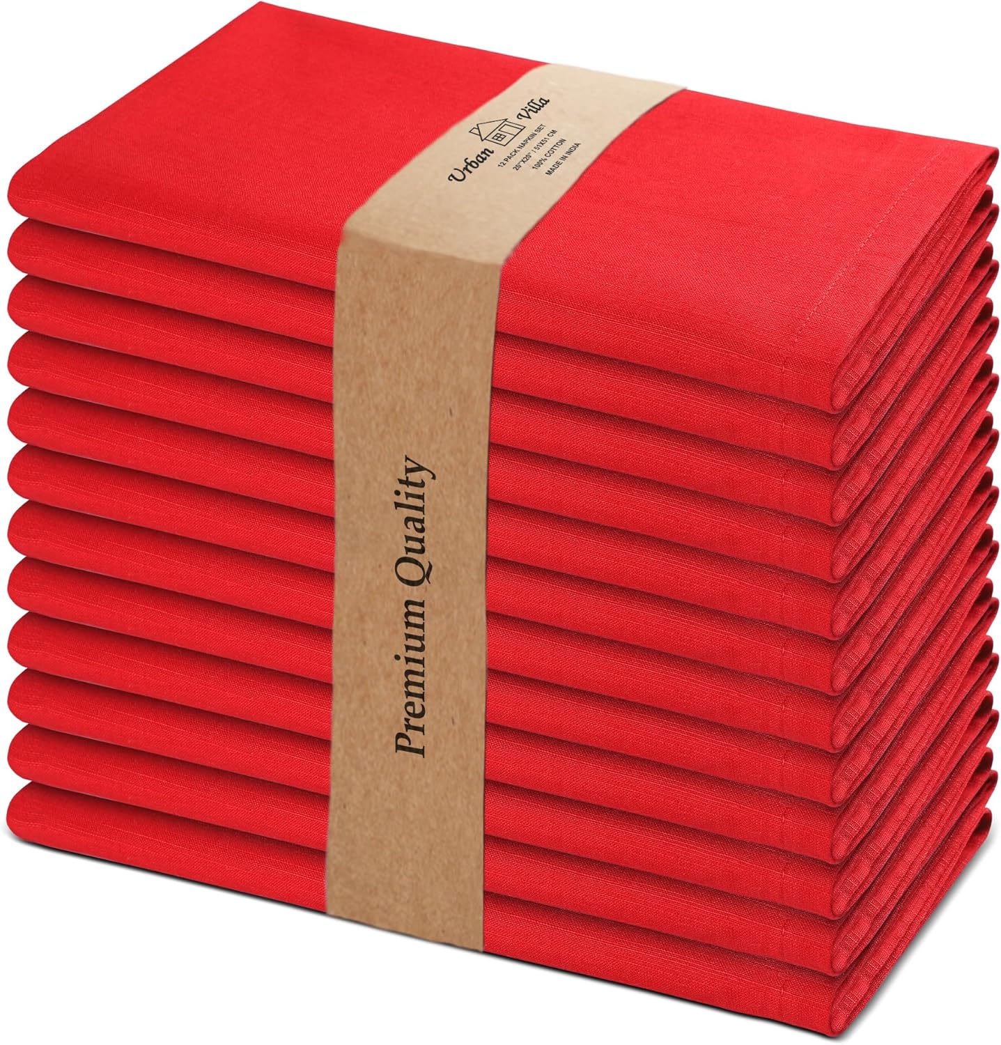 Urban Villa Cloth Napkins Set of 12 20x20 Inches 100% Cotton Napkins Cloth Washable Soft Durable Reusable Absorbent Table Dinner Napkins Cloth for Hotel Lunch Restaurant Weddings Parties-Multi Color