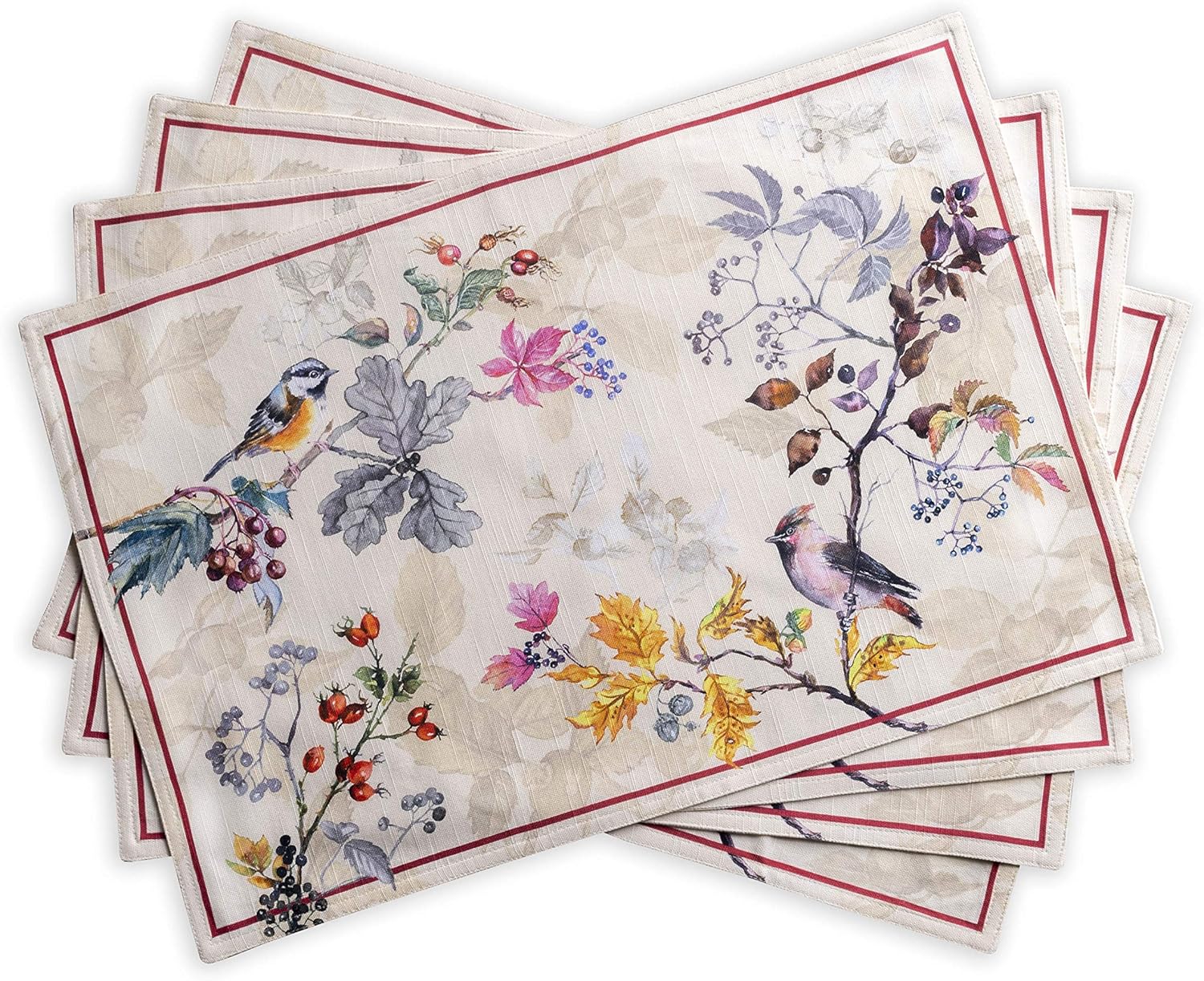 Maison d' Hermine Placemats Set of 4 100% Cotton Washable Cloth Place Mats Reusable Table Mats for Kitchen Dining Party Wedding Valentines Day Decorations Spring/Summer (Marquise, 13" x 19")