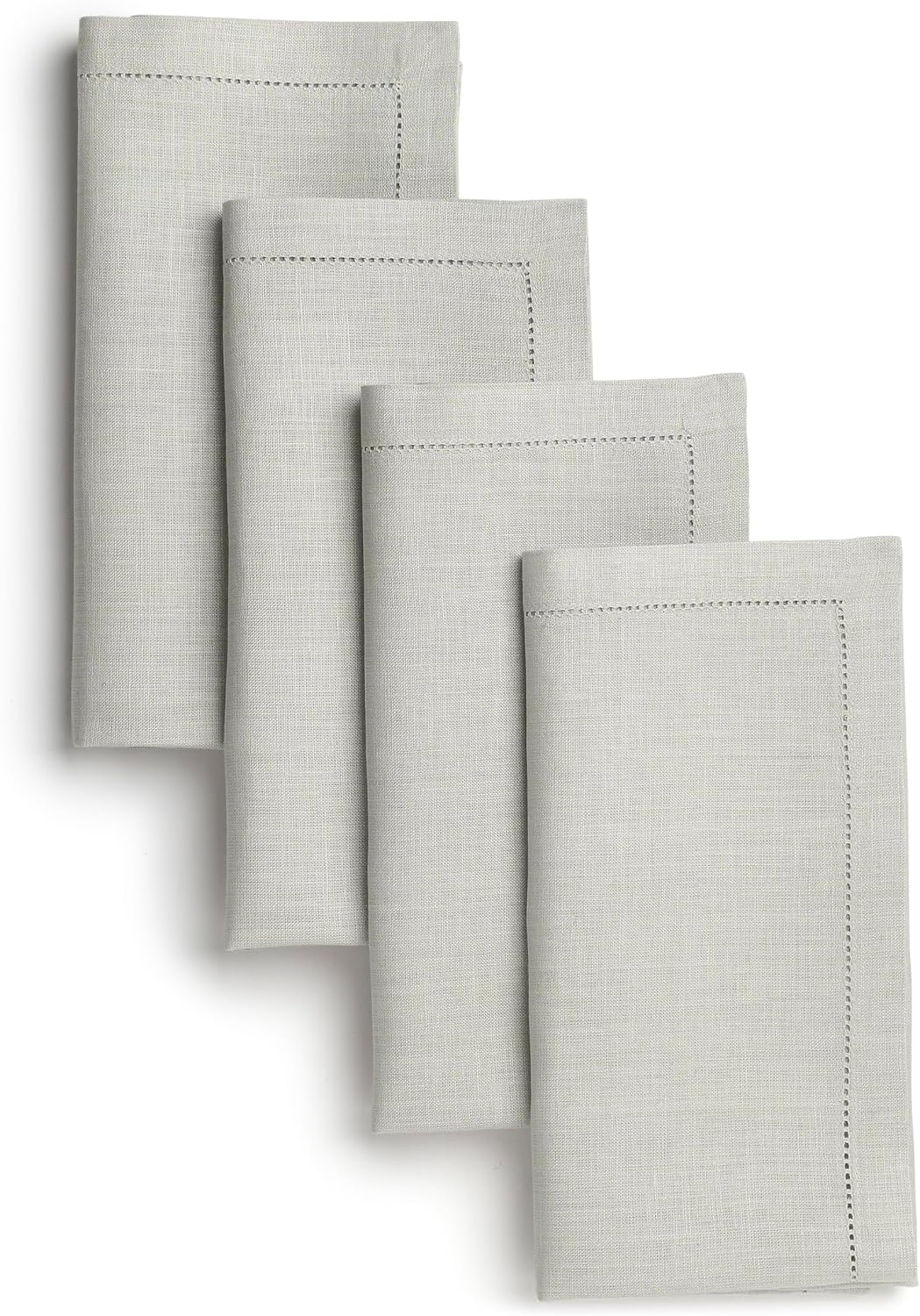 D'Moksha Homes Natural Linen Napkins Set of 4 - Classic Hemstitch 100% Pure Linen Hemstitch Dinner Napkins 20 x 20 Inch for Fall, Autumn and Halloween - Handcrafted and Machine Washable