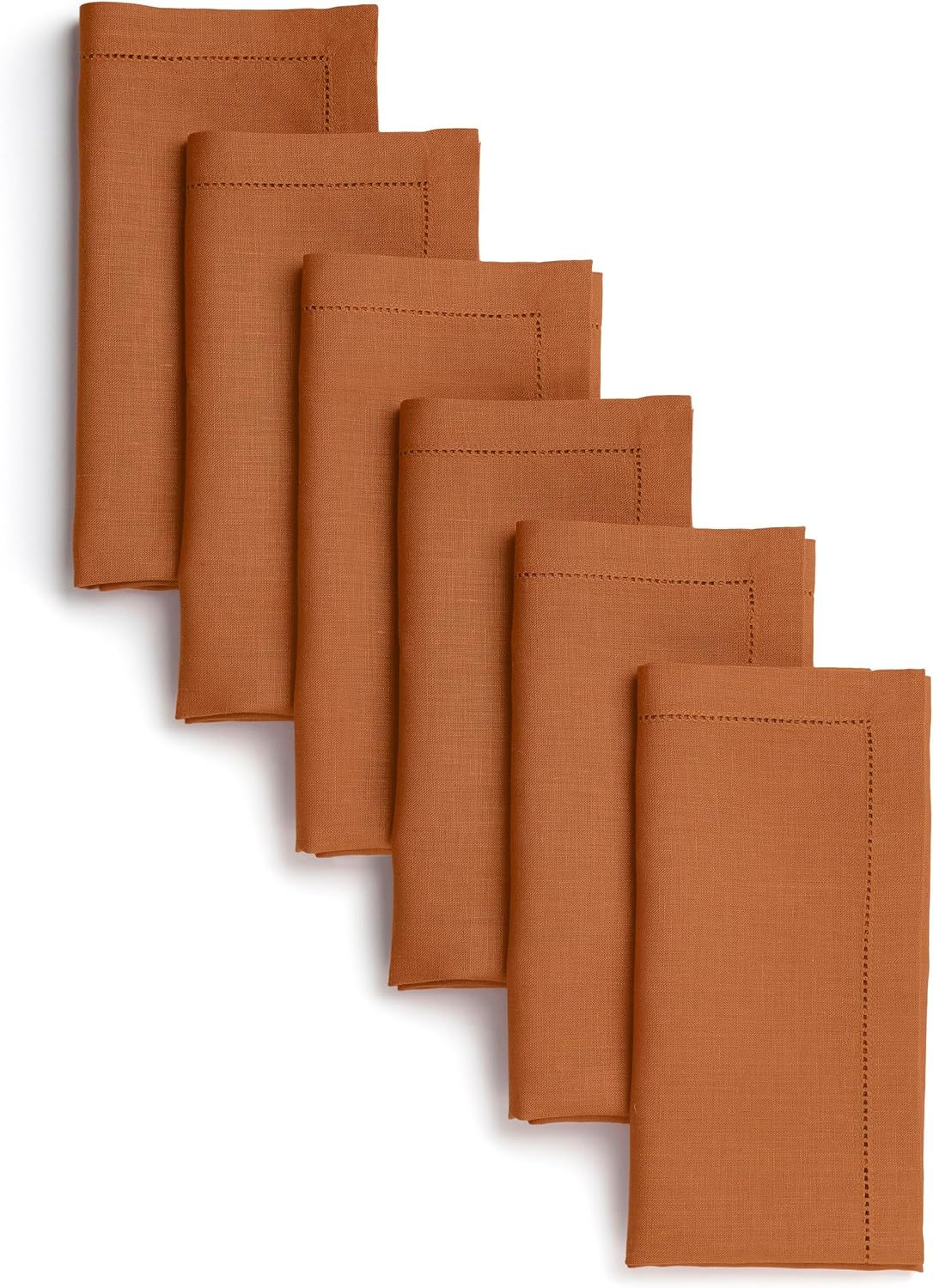 D'Moksha Homes Natural Linen Napkins Set of 4 - Classic Hemstitch 100% Pure Linen Hemstitch Dinner Napkins 20 x 20 Inch for Fall, Autumn and Halloween - Handcrafted and Machine Washable