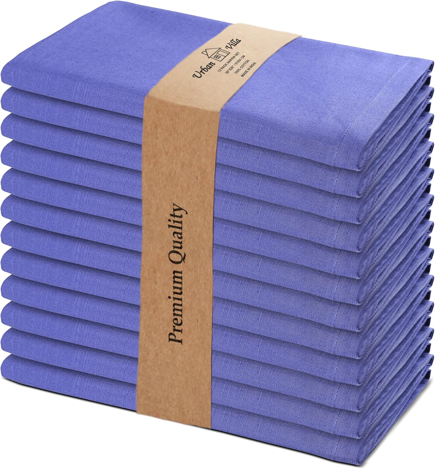 Urban Villa Cloth Napkins Set of 12 20x20 Inches 100% Cotton Napkins Cloth Washable Soft Durable Reusable Absorbent Table Dinner Napkins Cloth for Hotel Lunch Restaurant Weddings Parties-Multi Color