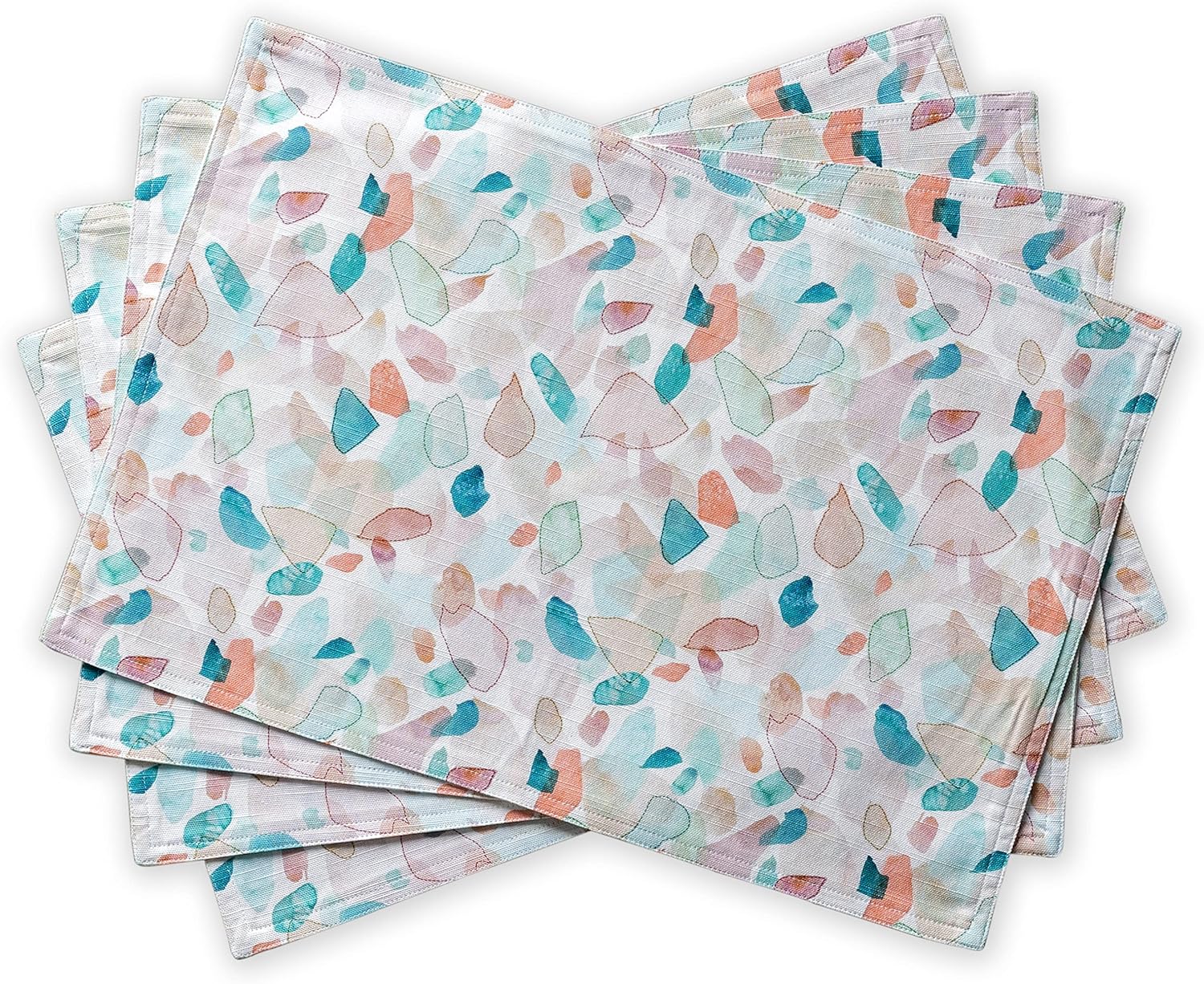 Maison d' Hermine Placemats Set of 4 100% Cotton Washable Cloth Place Mats Reusable Table Mats for Kitchen Dining Party Wedding Valentines Day Decorations Spring/Summer (Marquise, 13" x 19")