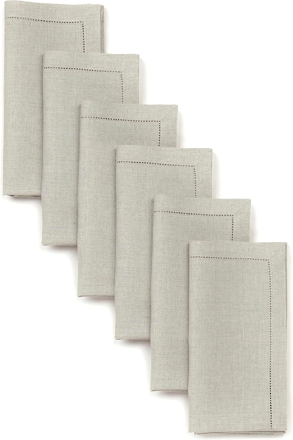 D'Moksha Homes Natural Linen Napkins Set of 4 - Classic Hemstitch 100% Pure Linen Hemstitch Dinner Napkins 20 x 20 Inch for Fall, Autumn and Halloween - Handcrafted and Machine Washable