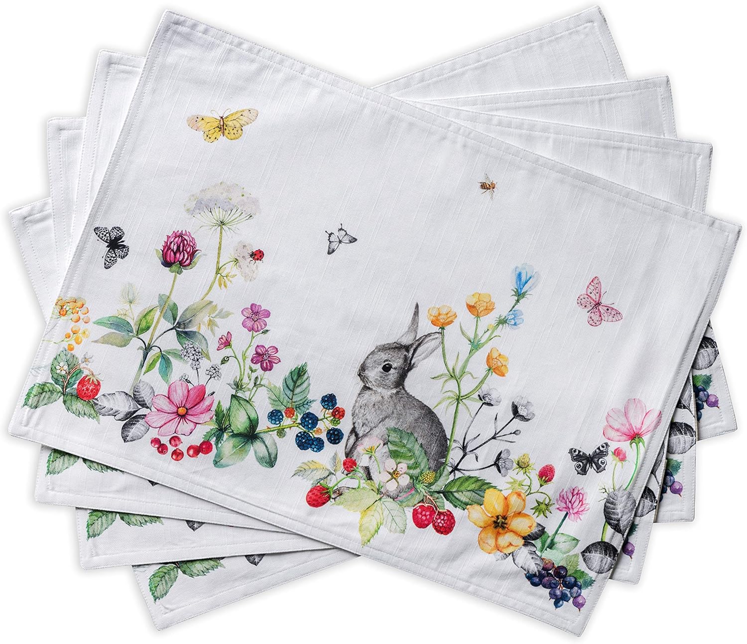 Maison d' Hermine Placemats Set of 4 100% Cotton Washable Cloth Place Mats Reusable Table Mats for Kitchen Dining Party Wedding Valentines Day Decorations Spring/Summer (Marquise, 13" x 19")