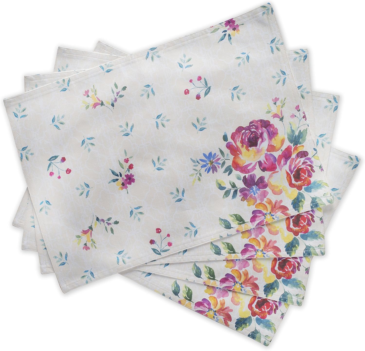 Maison d' Hermine Placemats Set of 4 100% Cotton Washable Cloth Place Mats Reusable Table Mats for Kitchen Dining Party Wedding Valentines Day Decorations Spring/Summer (Marquise, 13" x 19")