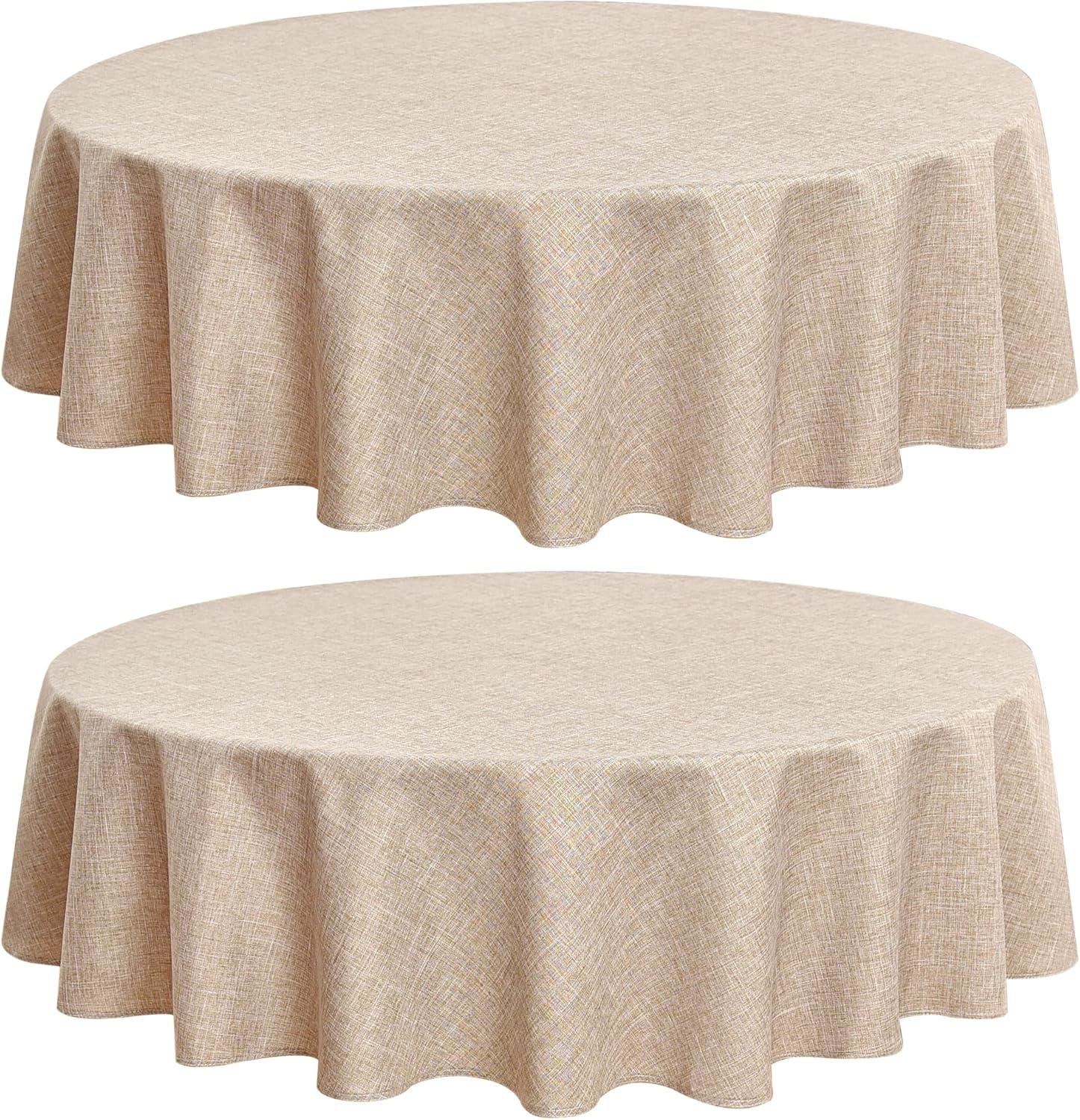 Fitable Nature Faux Linen Tablecloths Rectangle 60 x 84 Inch - 2 Pack Neutral Table Clothes for 4-6 Foot Tables, Wrinkle-Proof Faux Burlap Table Cover for Dining, Farmhouse, Outdoor Picnic, Camping