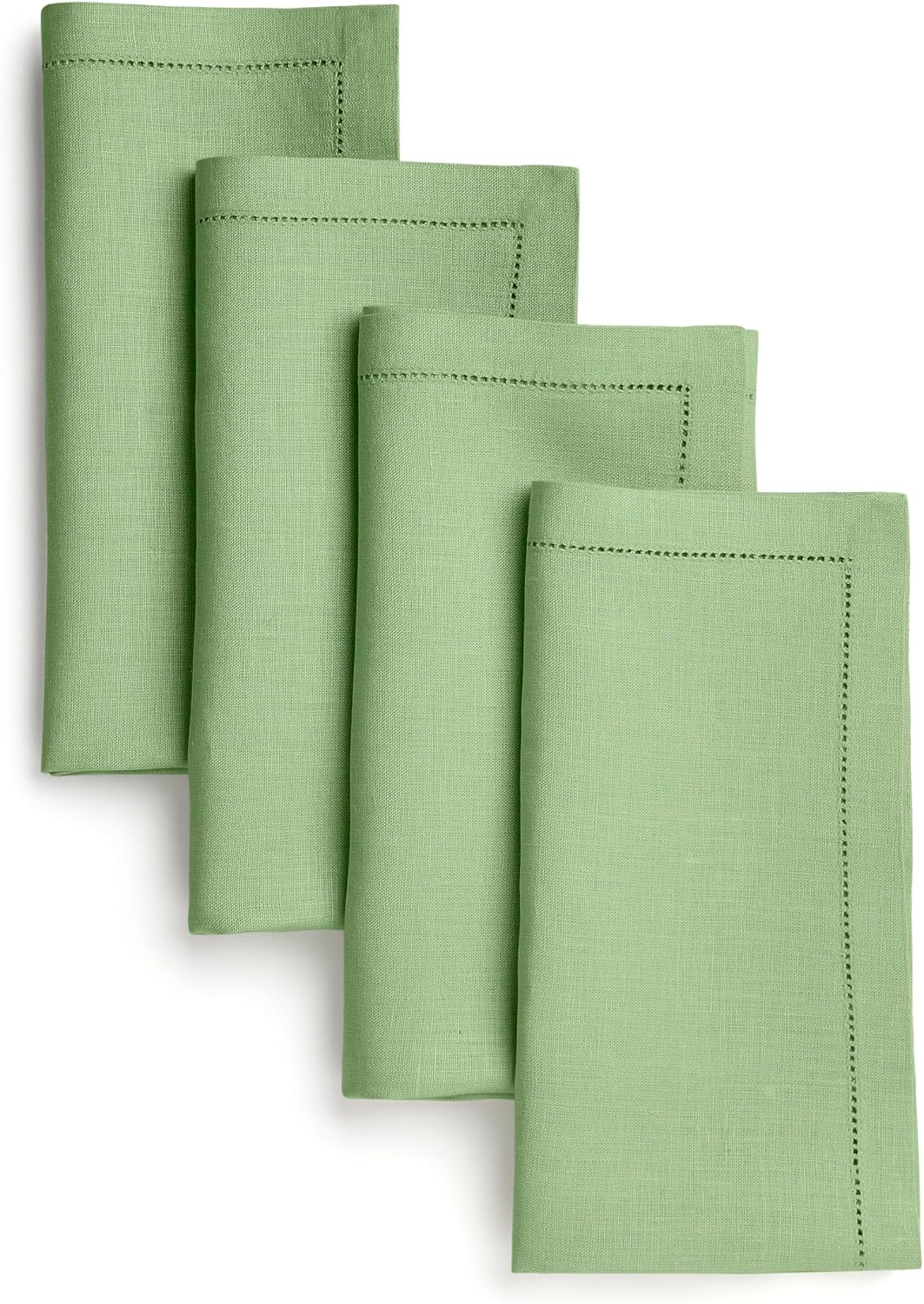 D'Moksha Homes Natural Linen Napkins Set of 4 - Classic Hemstitch 100% Pure Linen Hemstitch Dinner Napkins 20 x 20 Inch for Fall, Autumn and Halloween - Handcrafted and Machine Washable