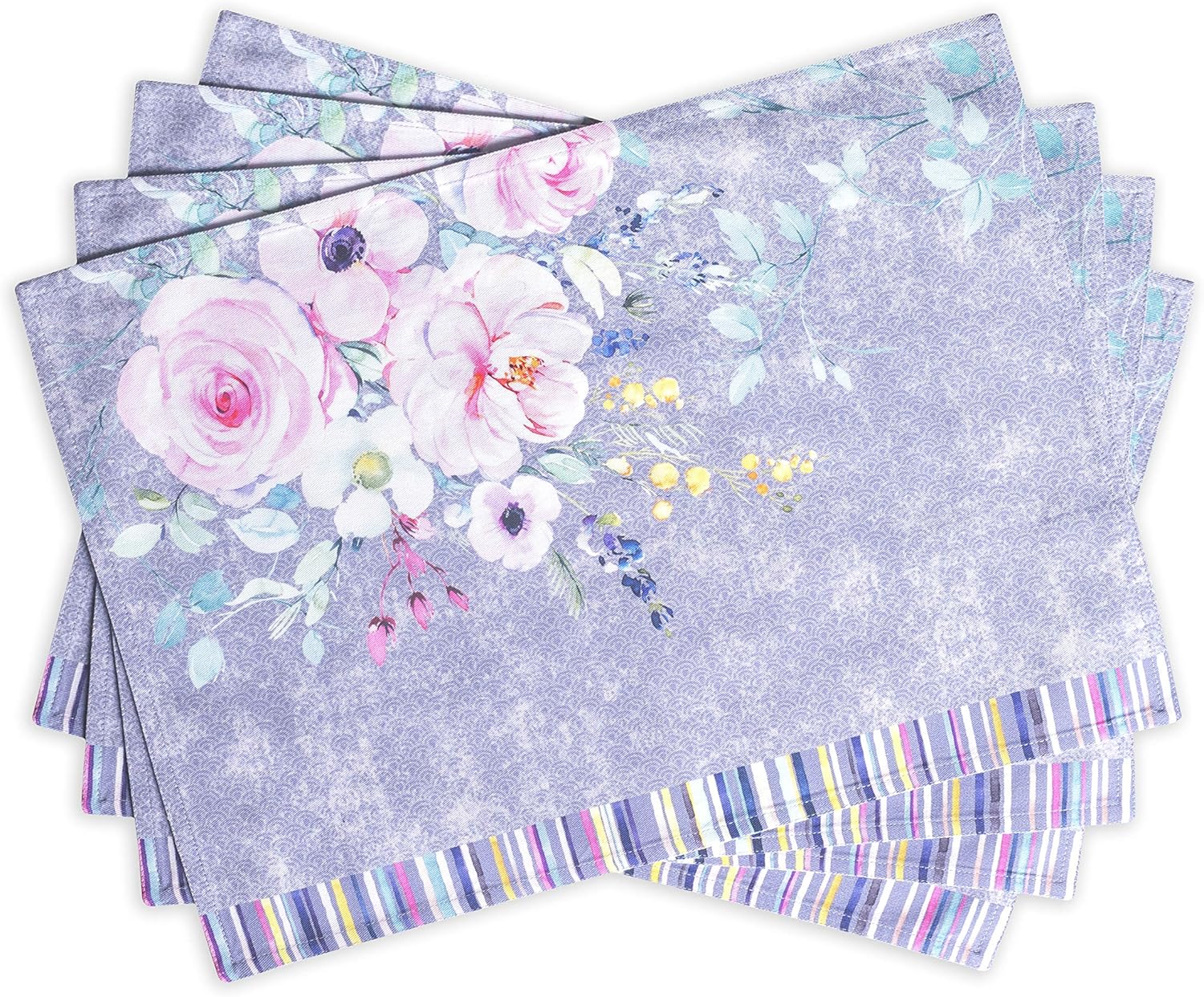 Maison d' Hermine Placemats Set of 4 100% Cotton Washable Cloth Place Mats Reusable Table Mats for Kitchen Dining Party Wedding Valentines Day Decorations Spring/Summer (Marquise, 13" x 19")