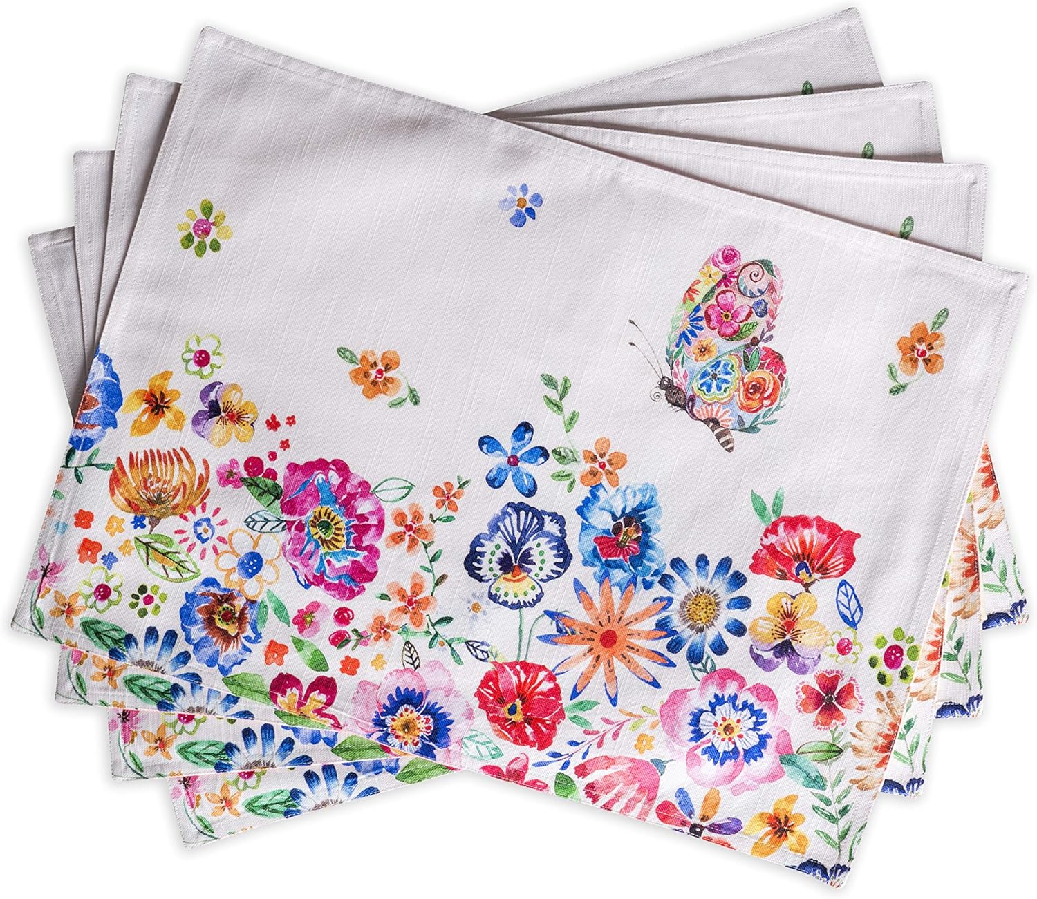 Maison d' Hermine Placemats Set of 4 100% Cotton Washable Cloth Place Mats Reusable Table Mats for Kitchen Dining Party Wedding Valentines Day Decorations Spring/Summer (Marquise, 13" x 19")