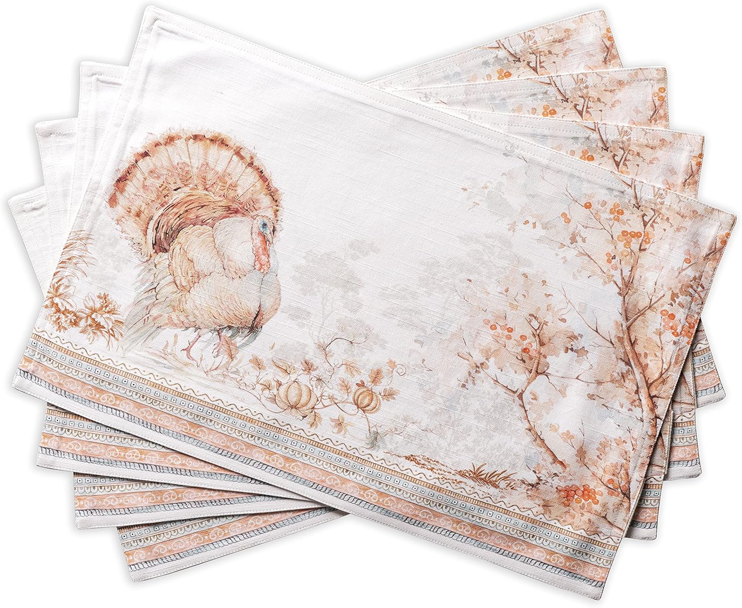 Maison d' Hermine Placemats Set of 4 100% Cotton Washable Cloth Place Mats Reusable Table Mats for Kitchen Dining Party Wedding Valentines Day Decorations Spring/Summer (Marquise, 13" x 19")