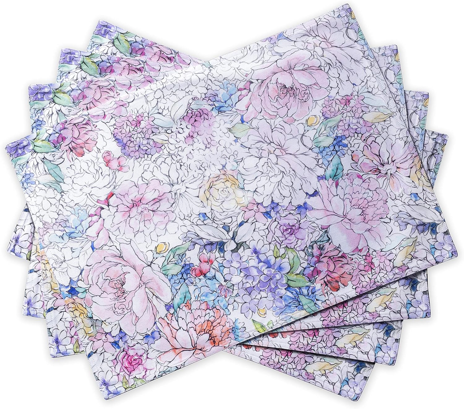 Maison d' Hermine Placemats Set of 4 100% Cotton Washable Cloth Place Mats Reusable Table Mats for Kitchen Dining Party Wedding Valentines Day Decorations Spring/Summer (Marquise, 13" x 19")