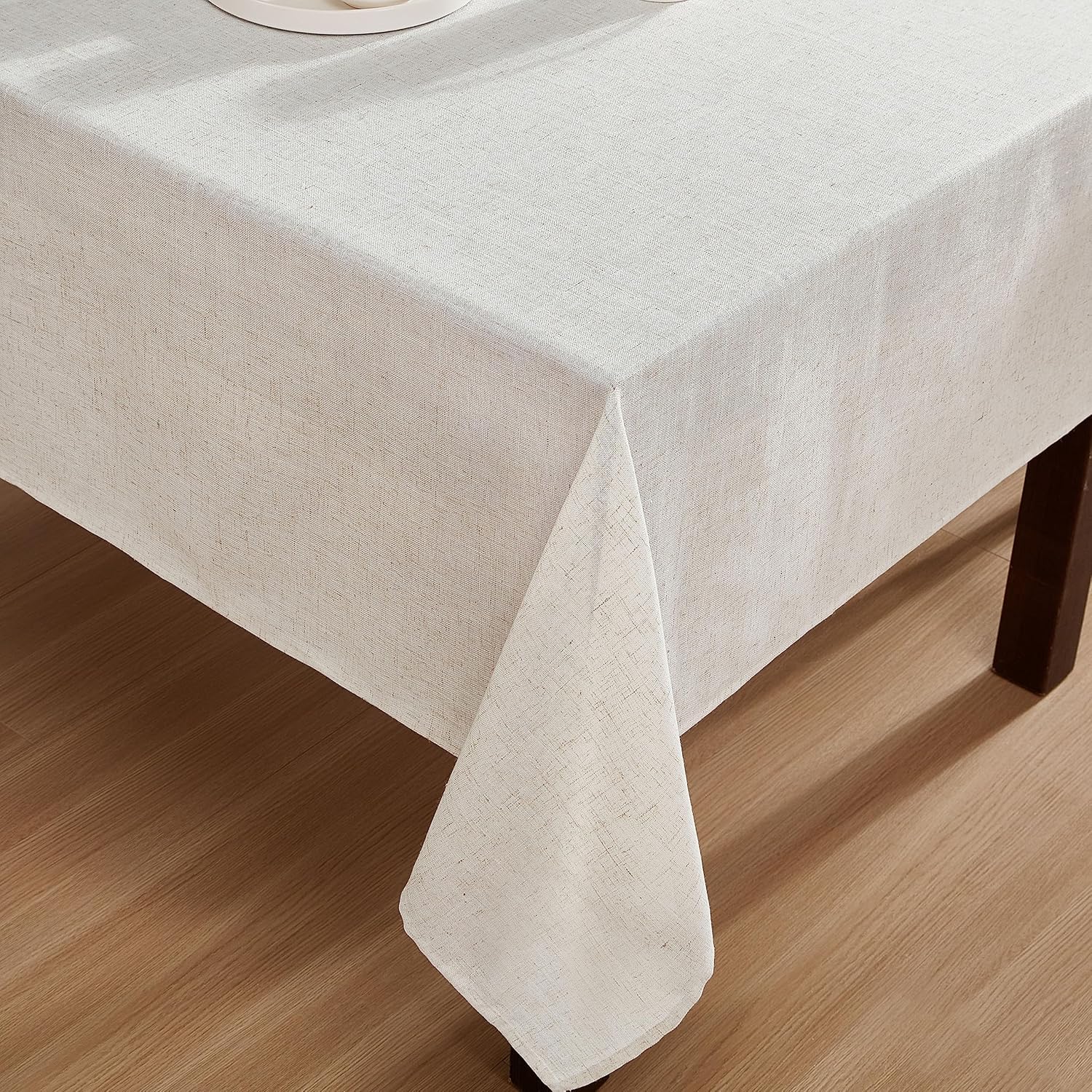 Laura Ashley Dothan Luxury Linen Blend Tablecloth for Formal Dining, Holiday, Wedding or Party, 60" x 144", Taupe