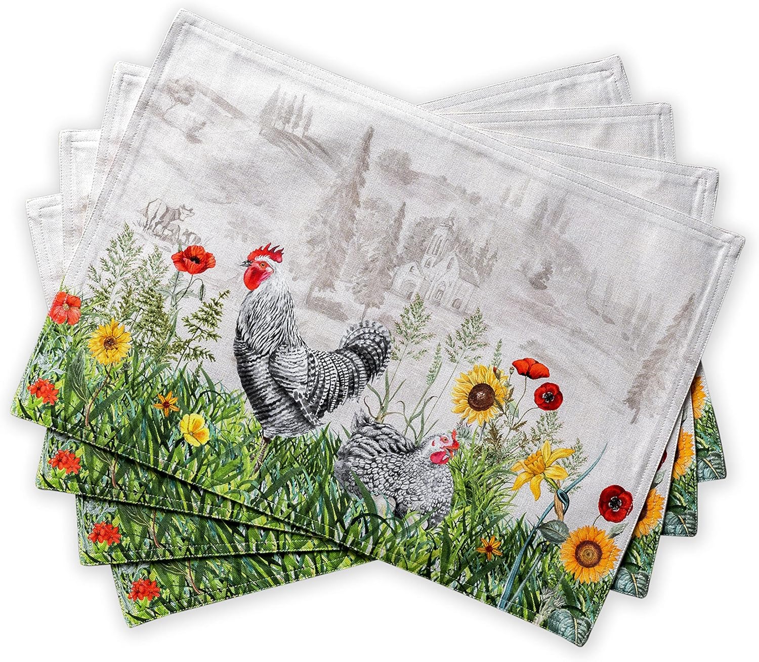 Maison d' Hermine Placemats Set of 4 100% Cotton Washable Cloth Place Mats Reusable Table Mats for Kitchen Dining Party Wedding Valentines Day Decorations Spring/Summer (Marquise, 13" x 19")